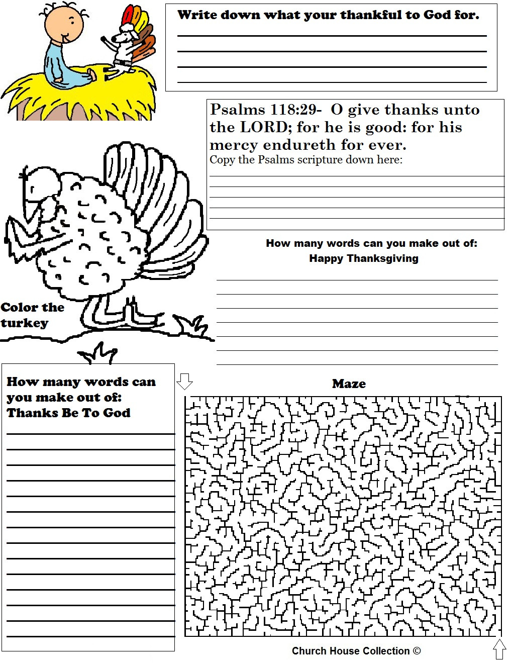 Activities For Thanksgiving
 Church House Collection Blog Thanksgiving Activity Sheet