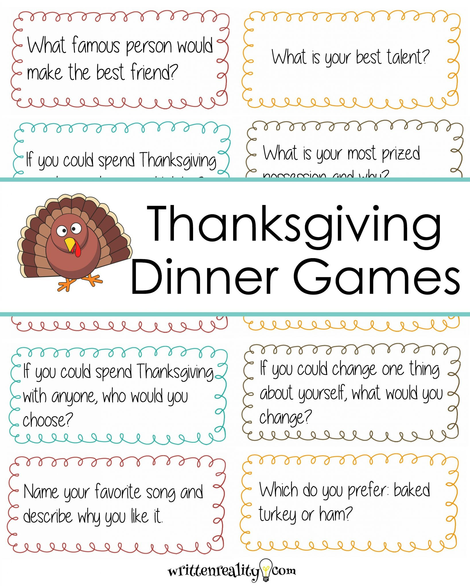 Activities For Thanksgiving
 Thanksgiving Dinner Conversation Starters Written Reality