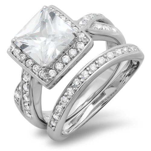 Amazon Wedding Rings
 Amazon 2 50 CT Halo Sterling Silver La s Princess Round