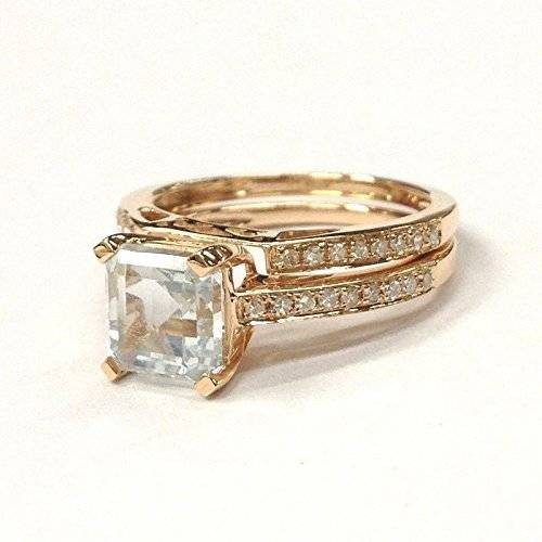 Amazon Wedding Rings
 Amazon Asscher Aquamarine Engagement Ring Bridal Set