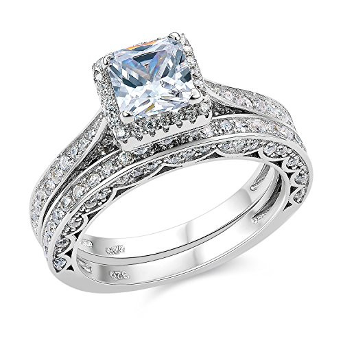 Amazon Wedding Rings
 Newshe 2ct Princess Cut White Cz 925 Sterling Silver