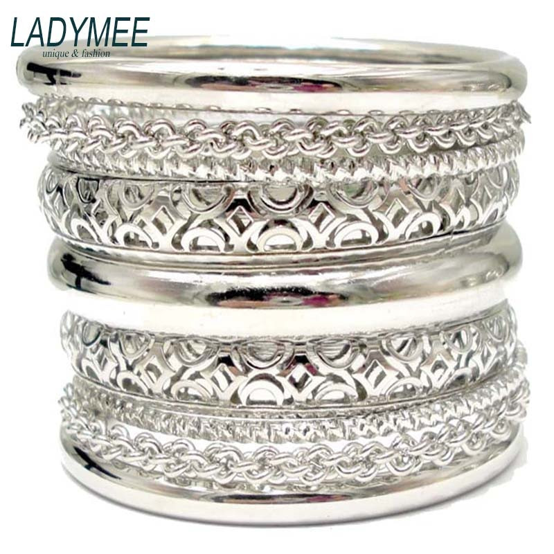 Bangle Bracelets Sets
 Bracelet Bangles Pulseiras Silver Plated Bracelets for