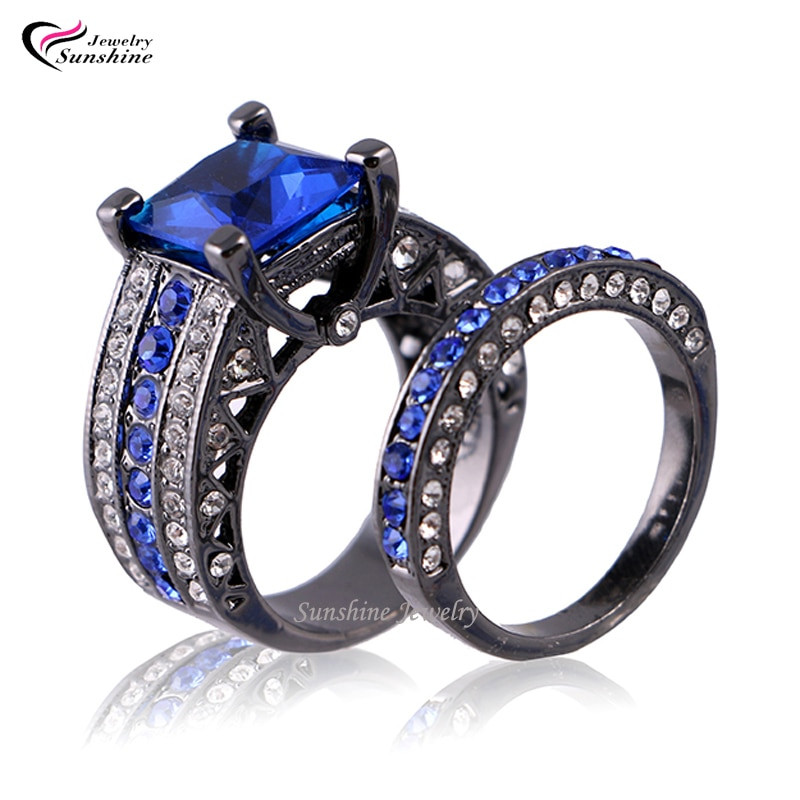 Black Gold Wedding Rings
 Blue Cubic Zirconia Black Plated Women s Black Gold