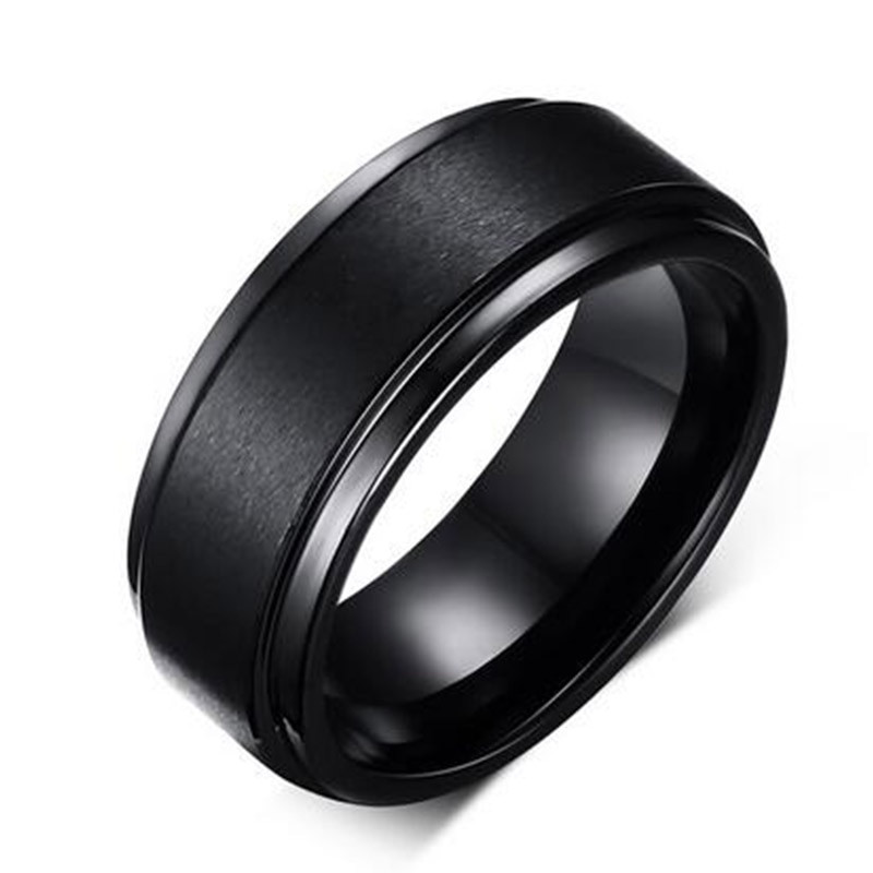 Black Wedding Rings For Men
 Mens BASE RINGS 8 MM Wedding Band Black Pure Carbide