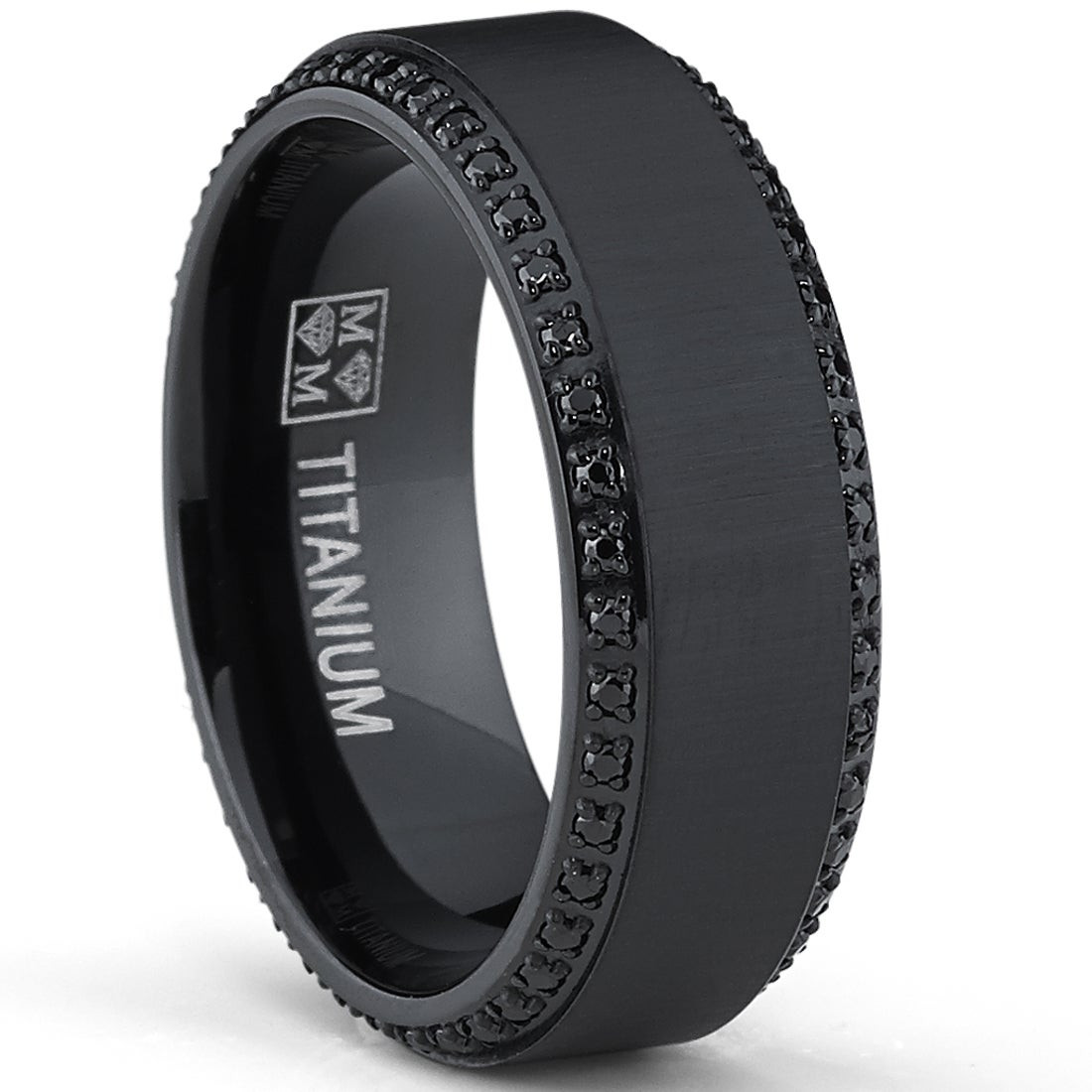 Black Wedding Rings For Men
 Oliveti Black Plated Titanium Men s Black Cubic Zirconia