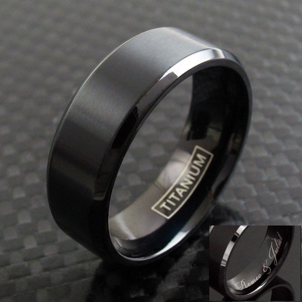 Black Wedding Rings For Men
 6 8mm Black Titanium Men s Brushed Finish Stripe Wedding