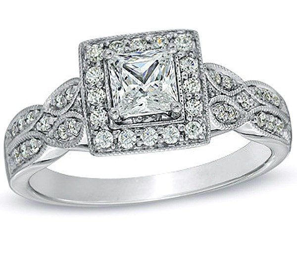 Cheap Princess Cut Engagement Rings
 Glamorous Vintage Antique Halo Cheap Engagement Ring 1 00