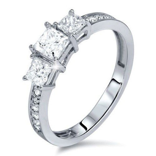 Cheap Princess Cut Engagement Rings
 1 00 Carat Three Stone Cheap Engagement Ring with Princess