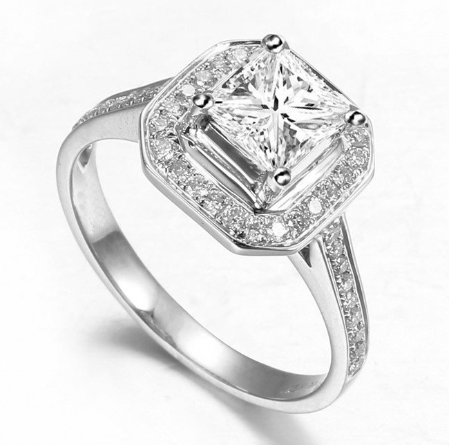 Cheap Princess Cut Engagement Rings
 Lovely Halo Wedding Ring 1 00 Carat Princess Cut Diamond