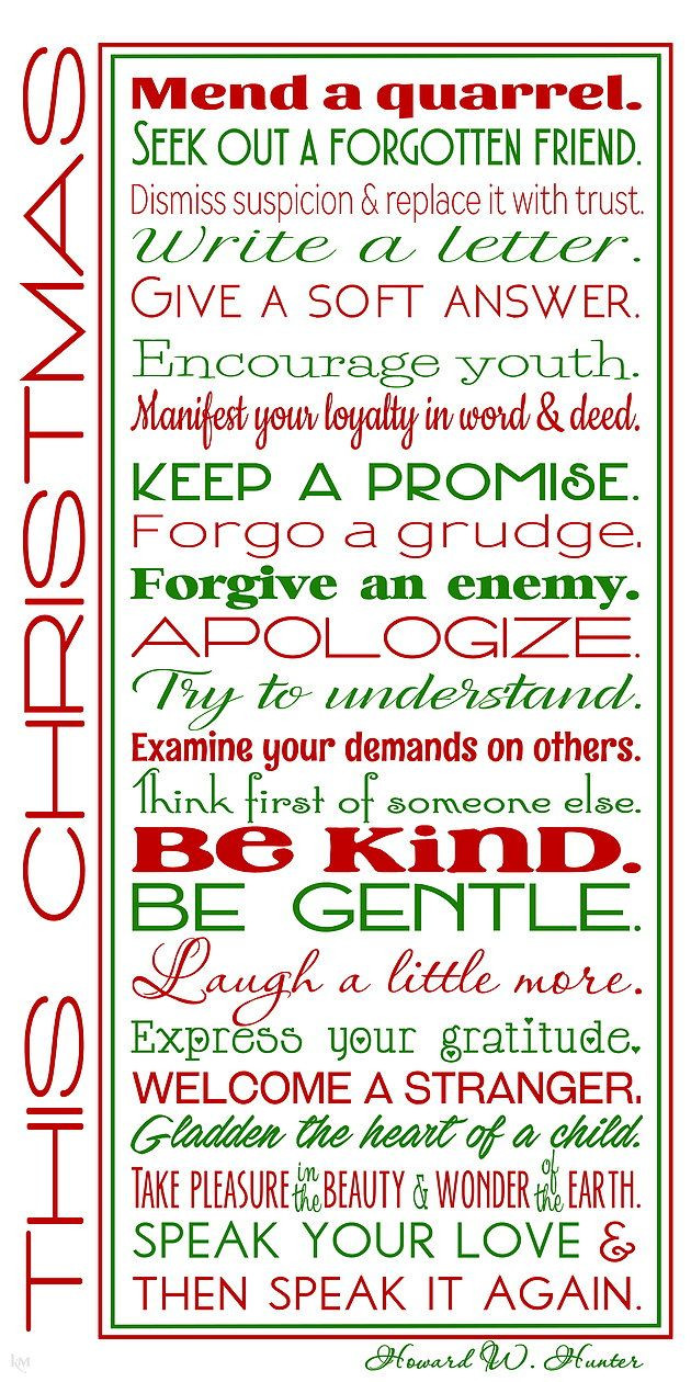 Christmas Devotional Ideas
 Howard W Hunter quote from 1994 Christmas Devotional lds