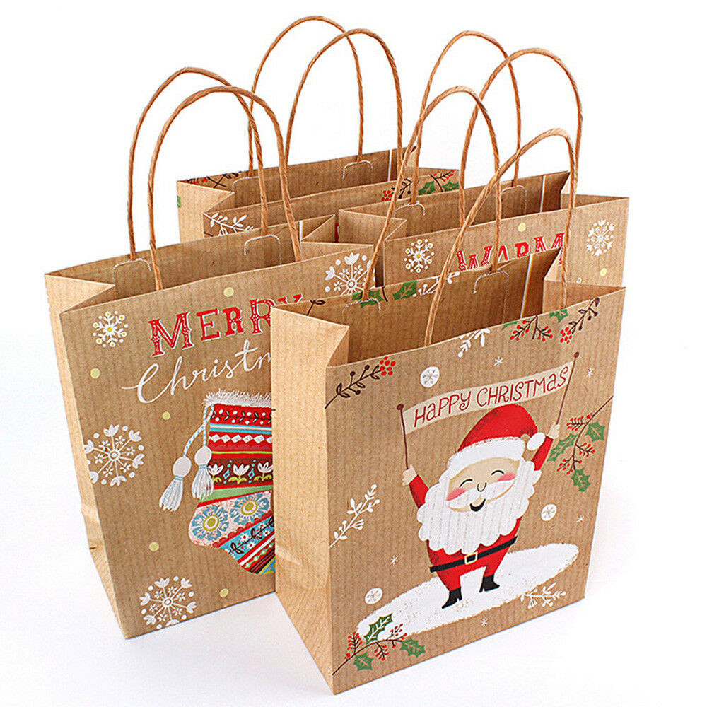 Christmas Gift Bags
 1 10Pcs Christmas Kraft Paper Gift Bags Brown With Handle