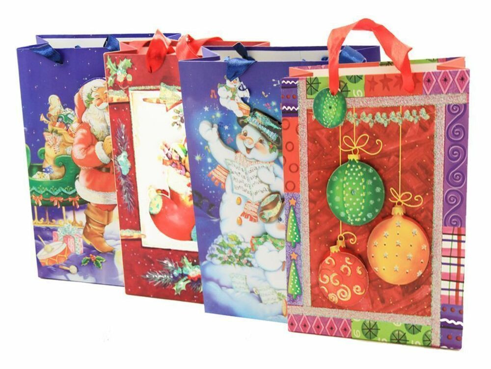 Christmas Gift Bags
 12pk 3D Christmas Gift Bag Assorted Mix Color Holiday Tall