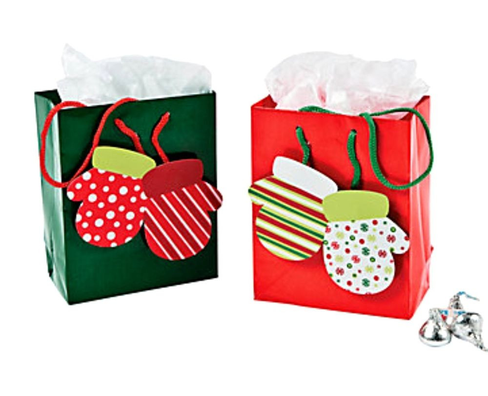 Christmas Gift Bags
 Wholesale lot 36 Small Red Green MITTENS Gift Bags
