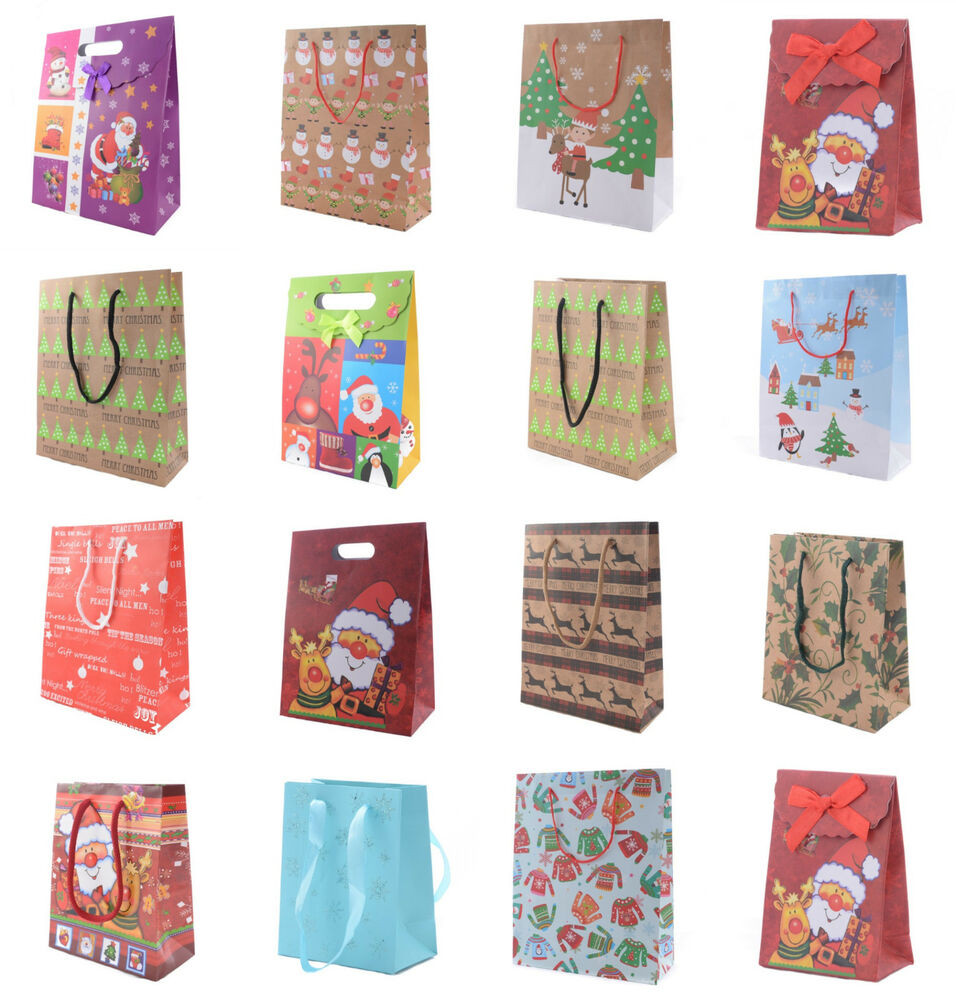 Christmas Gift Bags
 Pack of 12 Christmas Gift Bags Festive Wrapping Christmas