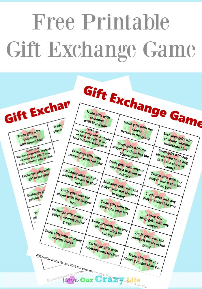 Christmas Gift Exchange Game
 Free Gift Exchange Game Printable