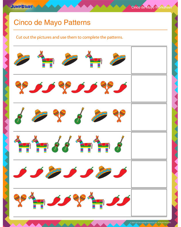 Cinco De Mayo Activities For Preschoolers
 Cinco de Mayo Patterns View Patterns Worksheet for First