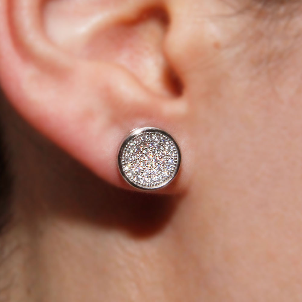 Circle Stud Earrings
 Sterling Silver Micro Pave Circle Stud Earrings SACE