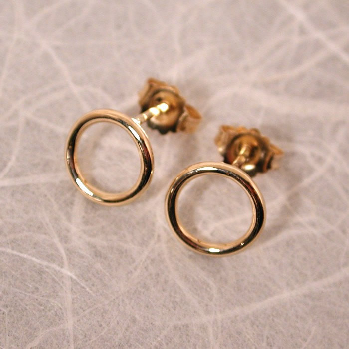 Circle Stud Earrings
 8 5mm 14k Yellow Gold Circle Earrings Small Round Studs by