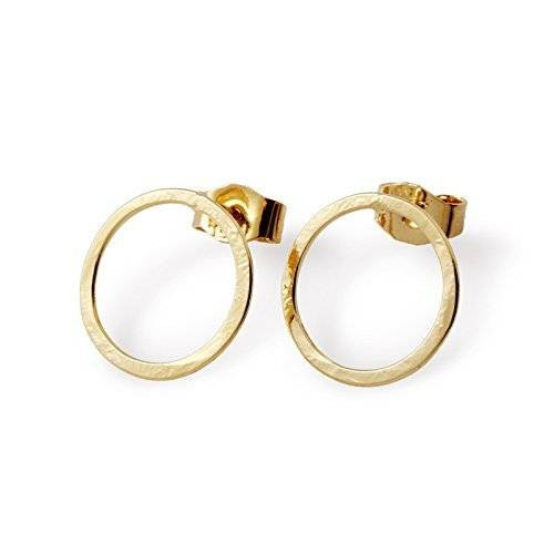Circle Stud Earrings
 Amazon OPEN CIRCLE STUD Earrings 14k Gold Solid Flat