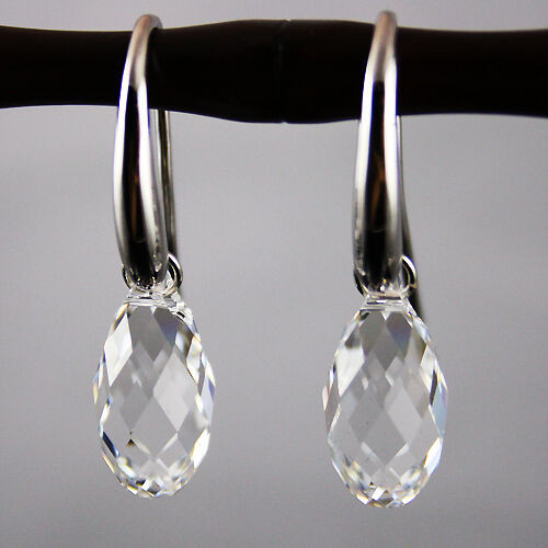 Crystal Teardrop Earrings
 925 Silver Drop Earrings Clear Crystal Teardrop Drop