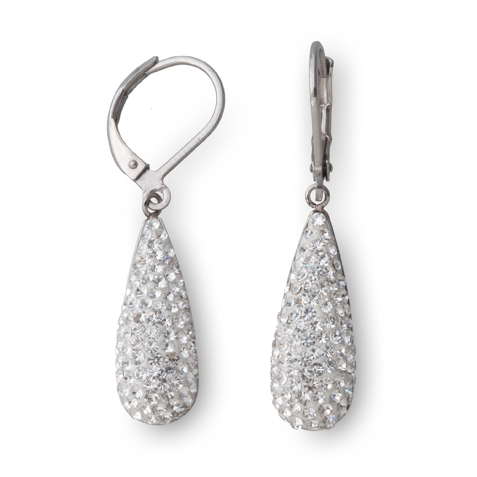 Crystal Teardrop Earrings
 Stainless Steel Clear Crystal Teardrop Earrings Get