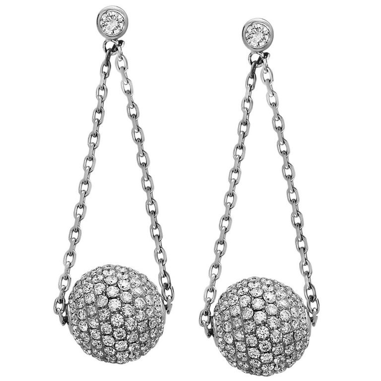 Diamond Ball Earrings
 Diamond Ball Earrings For Sale at 1stdibs