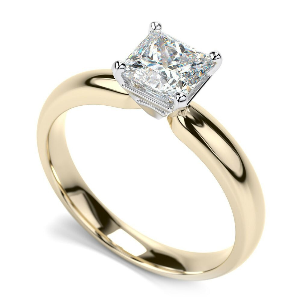 Diamond Band Engagement Ring
 14k Yellow Gold 0 50ct Princess Cut Diamond Solitaire