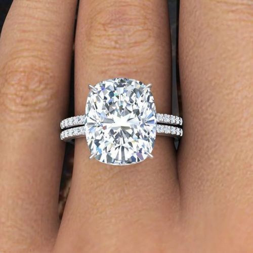 Diamond Band Engagement Ring
 Natural 2 81 Ct Cushion Cut Diamond & Round Engagement