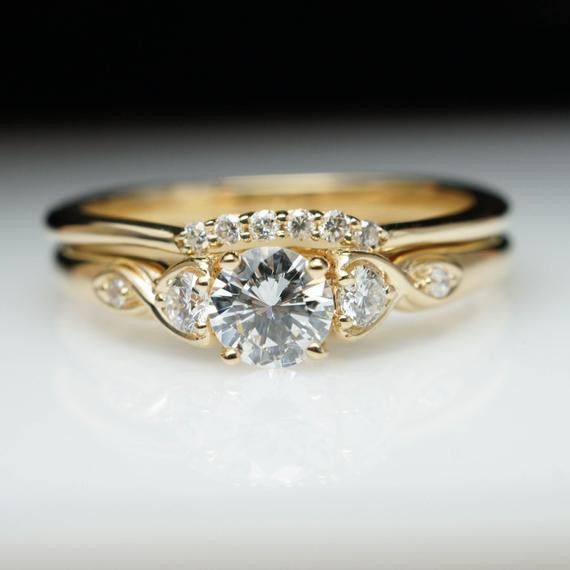 Diamond Band Engagement Ring
 Vintage Antique Style Diamond Engagement Ring & Wedding Band