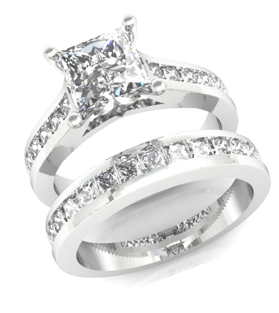 Diamond Band Engagement Ring
 3 2CT PRINCESS CUT CHANNEL SET ENGAGEMENT RING WEDDING