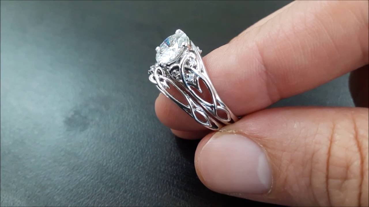 Diamond Band Engagement Ring
 14K White Gold Unique Engagement Rings 2 Carat Diamond
