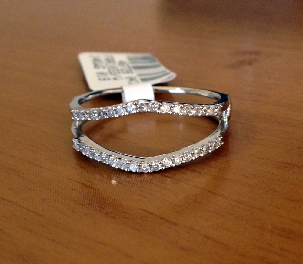 Diamond Band Engagement Ring
 0 25 ct Solitaire Enhancer Diamonds Ring Guard Wrap 14k