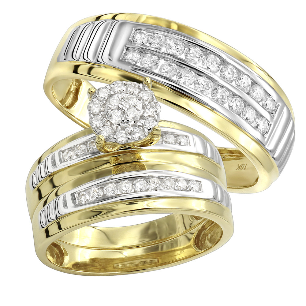 Discount Wedding Ring Sets
 10k Gold Cheap Diamond Engagement Ring and Wedding Bands