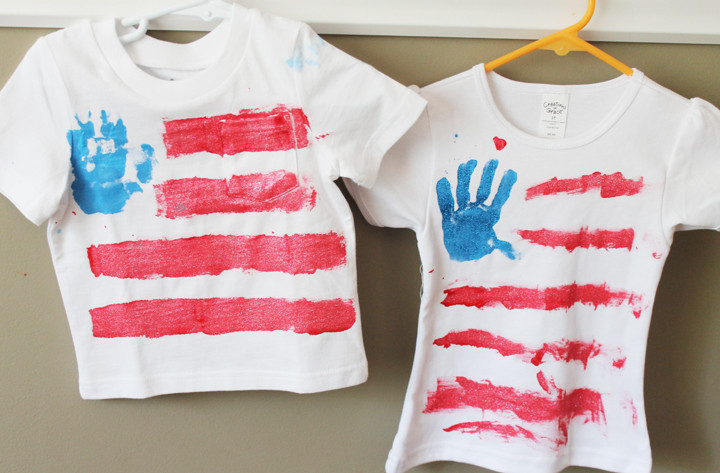 Diy 4th Of July Shirts
 Hand Print Fourth of July Shirts