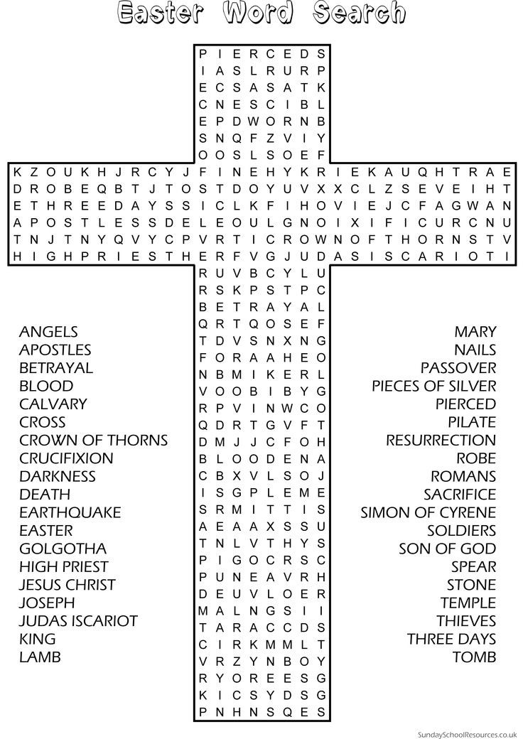 Easter Activities For Sunday School
 easter word search