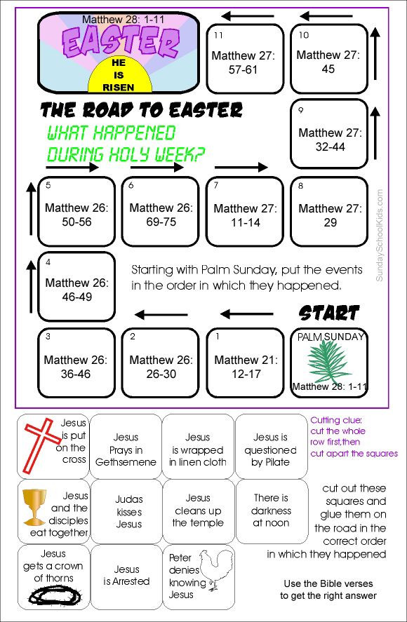 Easter Activities For Sunday School
 Sunday school kids Holy week The Road to easter Activity