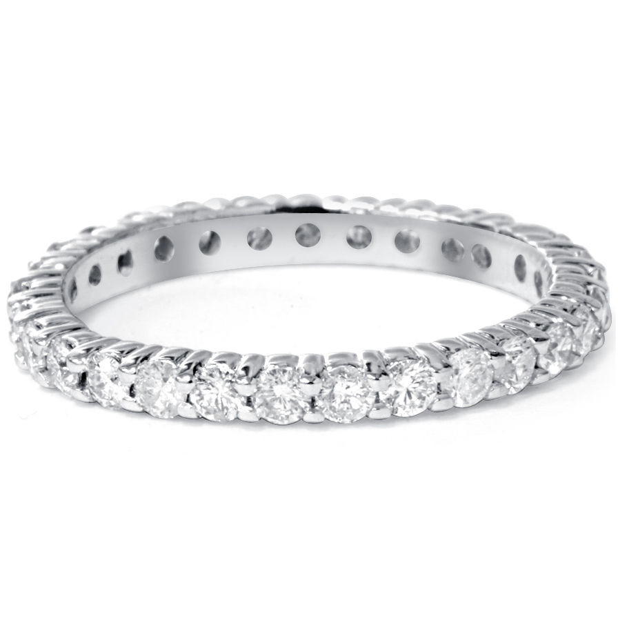 Ebay White Gold Wedding Rings
 1 00CT Round Natural Diamond Eternity Wedding Ring 14K