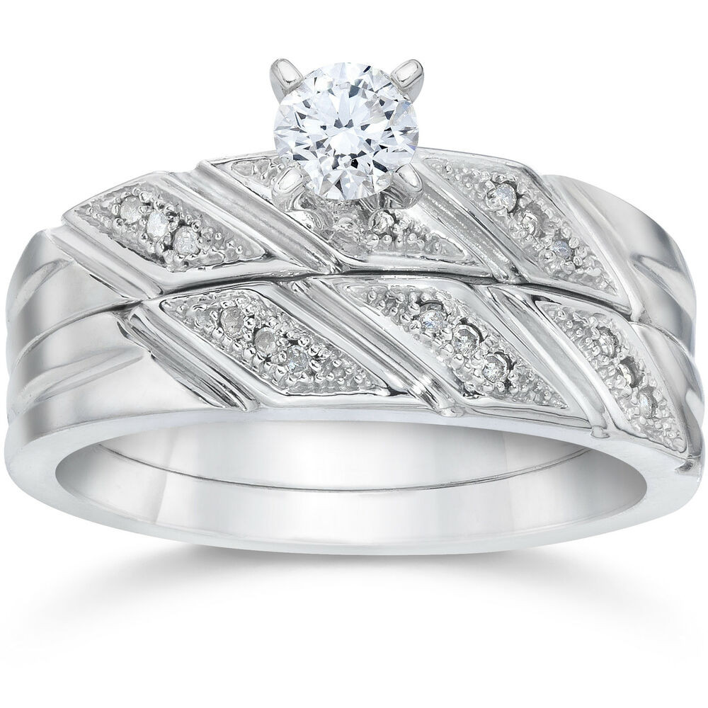 Ebay White Gold Wedding Rings
 1 5ct Diamond Engagement Ring Matching Wedding Band Set