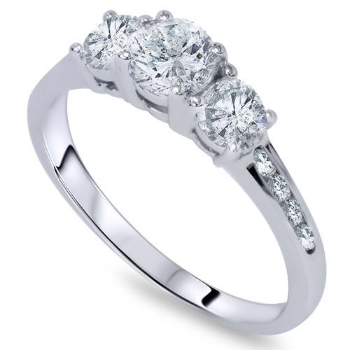 Ebay White Gold Wedding Rings
 1ct Three Stone Diamond Engagement Ring 14K White Gold