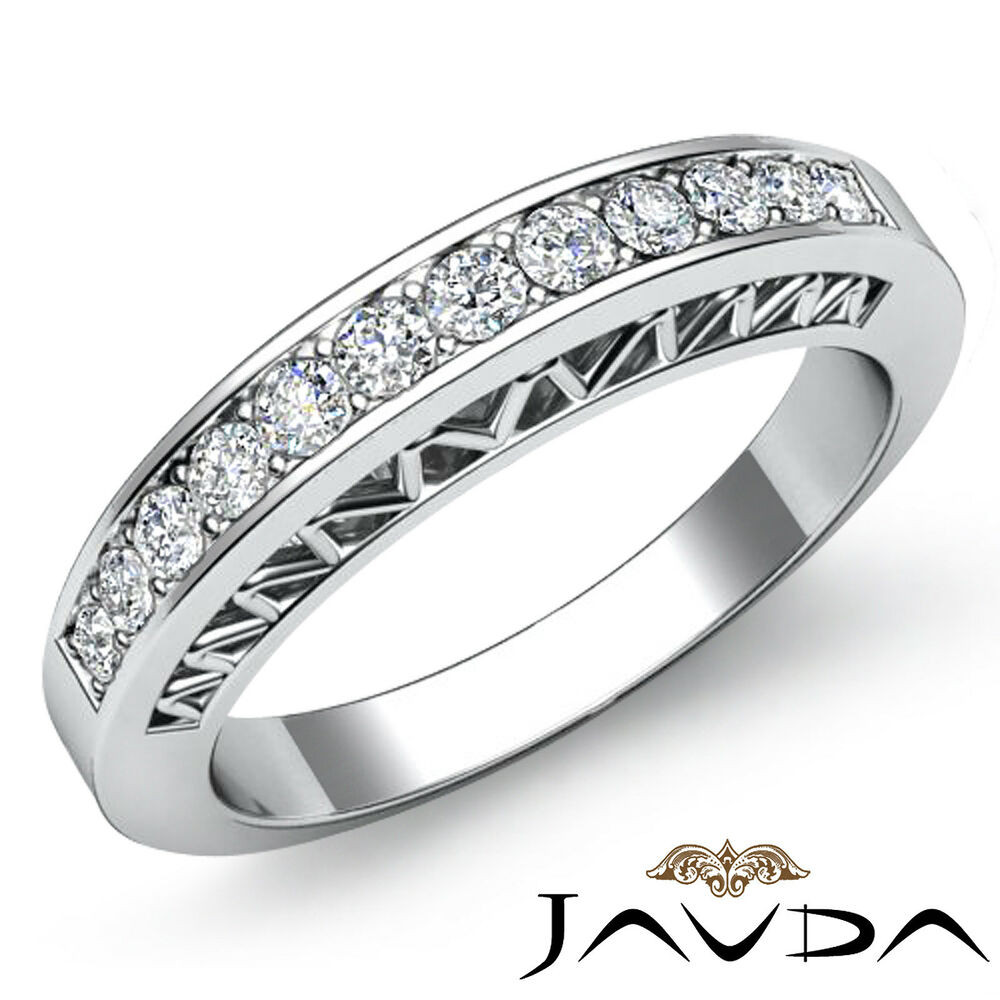 Ebay White Gold Wedding Rings
 Womens Half Wedding Band 18k White Gold Pave Set Diamond