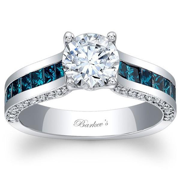 Engagement Rings Blue Diamond
 Barkev s 14K Blue Diamond Princess Cut Channel Set