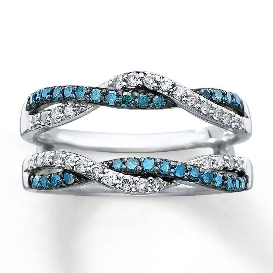 Engagement Rings Blue Diamond
 Blue Diamond Solitaire Engagement Ring Enhancer Wrap 14K