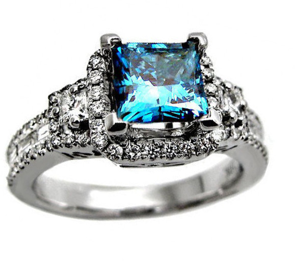 Engagement Rings Blue Diamond
 blue diamond engagement rings princess cut