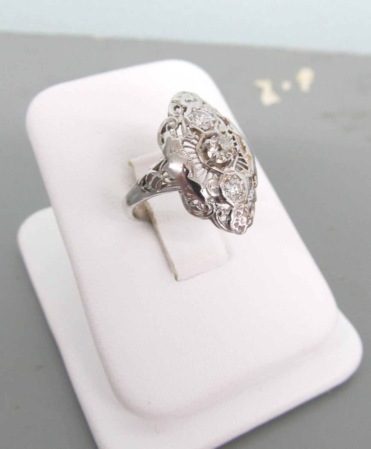 Estate Diamond Rings
 Antique Engagement Ring 14k White Gold Diamond Ring Estate