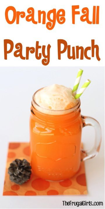 Fall Drink Ideas
 Orange Fall Party Punch Recipe from TheFrugalGirls