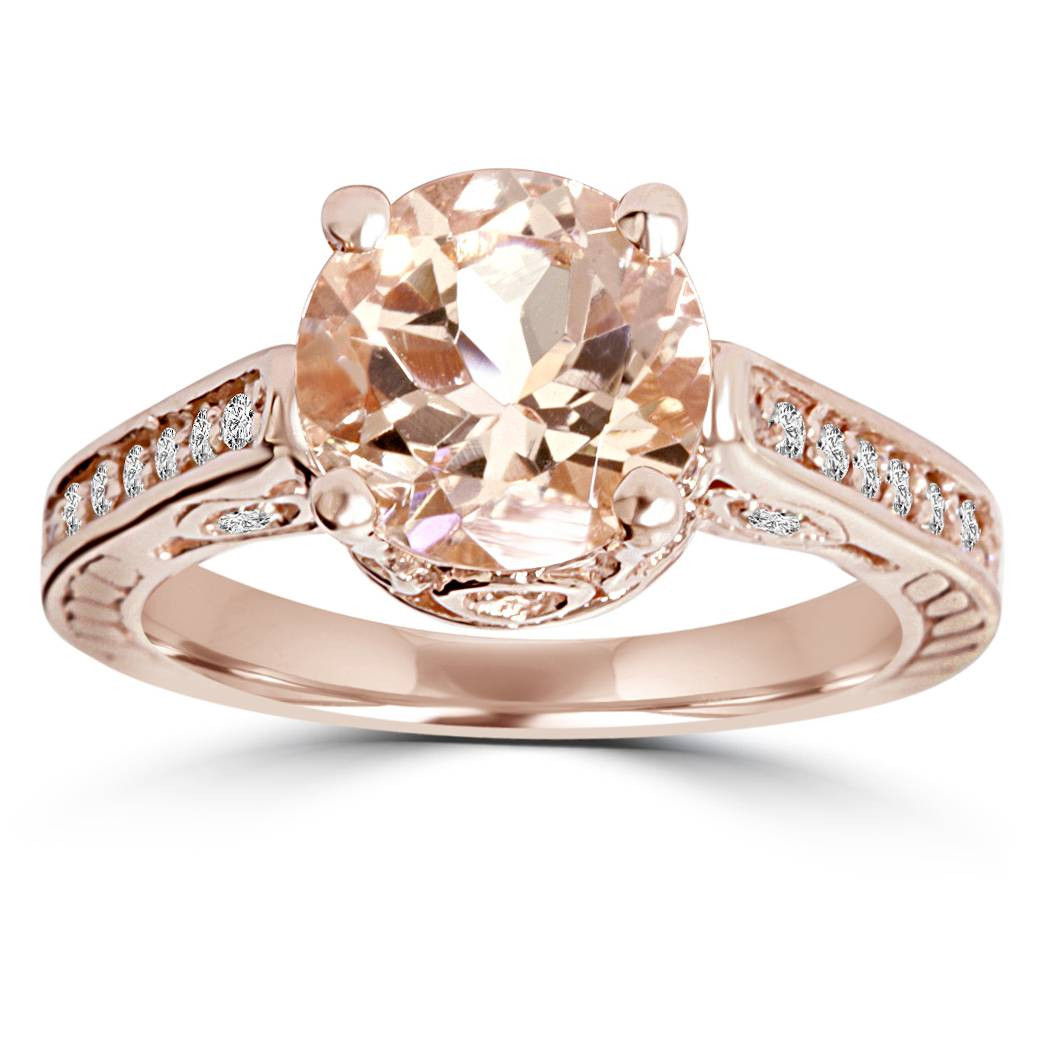 Gold Diamond Wedding Rings
 Morganite & Diamond Vintage Engagement Ring 2 Carat