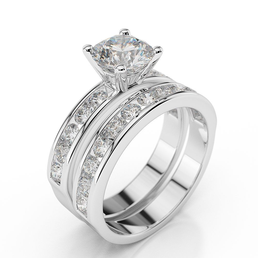 Gold Diamond Wedding Rings
 1 3 4 CT Diamond Engagement Ring Set Round H SI1 14K White