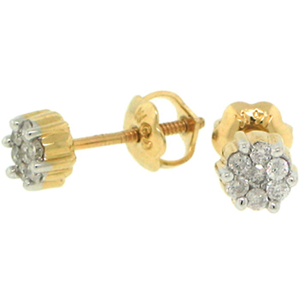 Gold Screw Back Earrings
 14K Yellow Gold 0 15ct ROUND DIAMOND SCREW BACK Stud