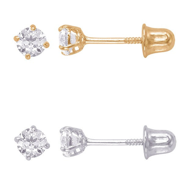 Gold Screw Back Earrings
 Shop 14k Solid Gold Round 3mm Superbright Screw Back Cubic