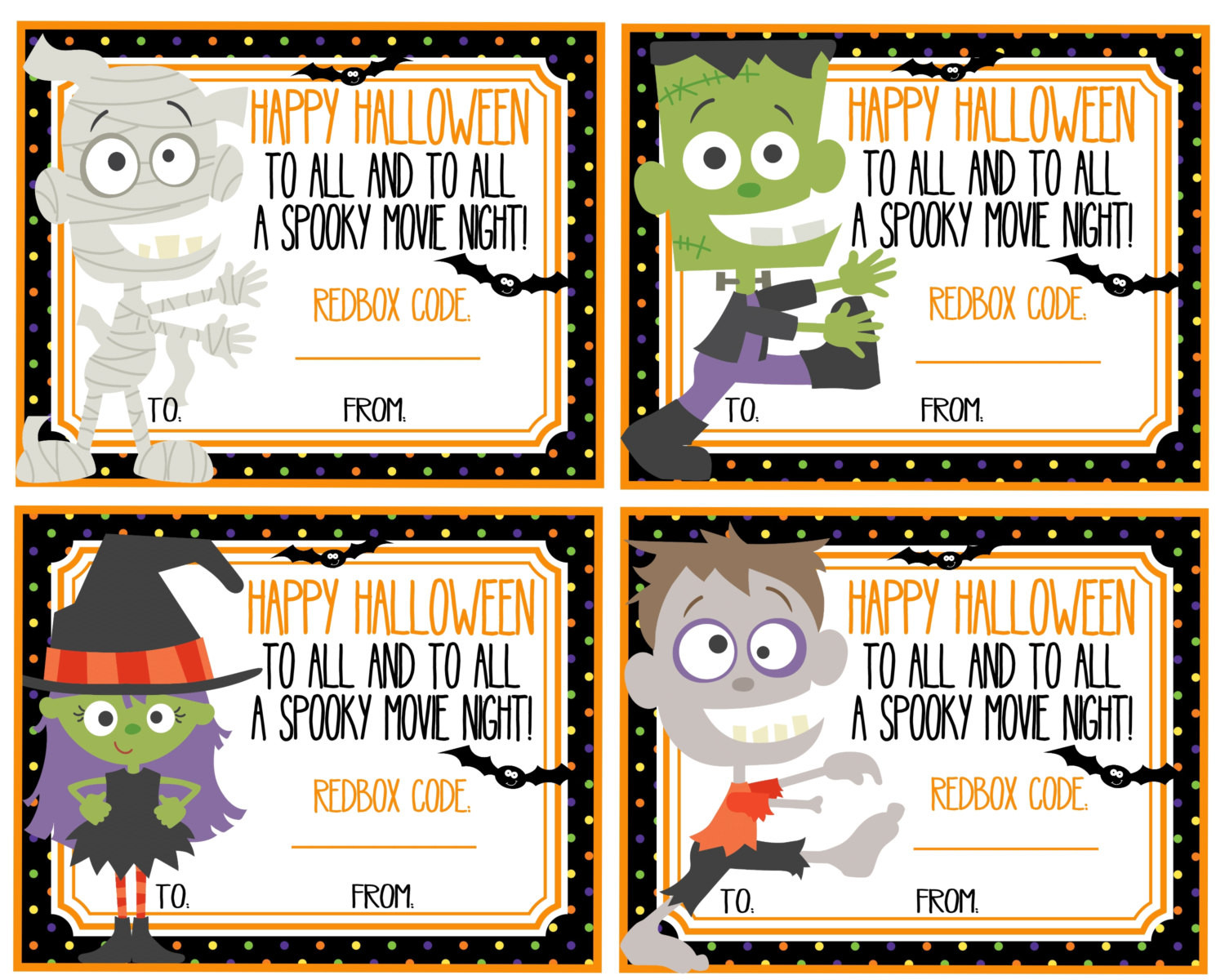 Halloween Gift Tag
 Redbox Gift Cards Halloween Printables Happy Halloween To